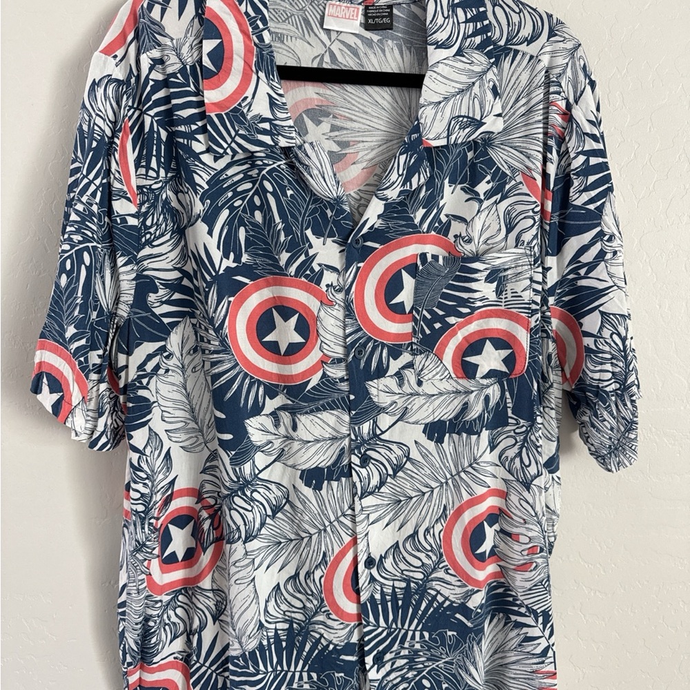 Marvel Blue and White Patterned Shirt